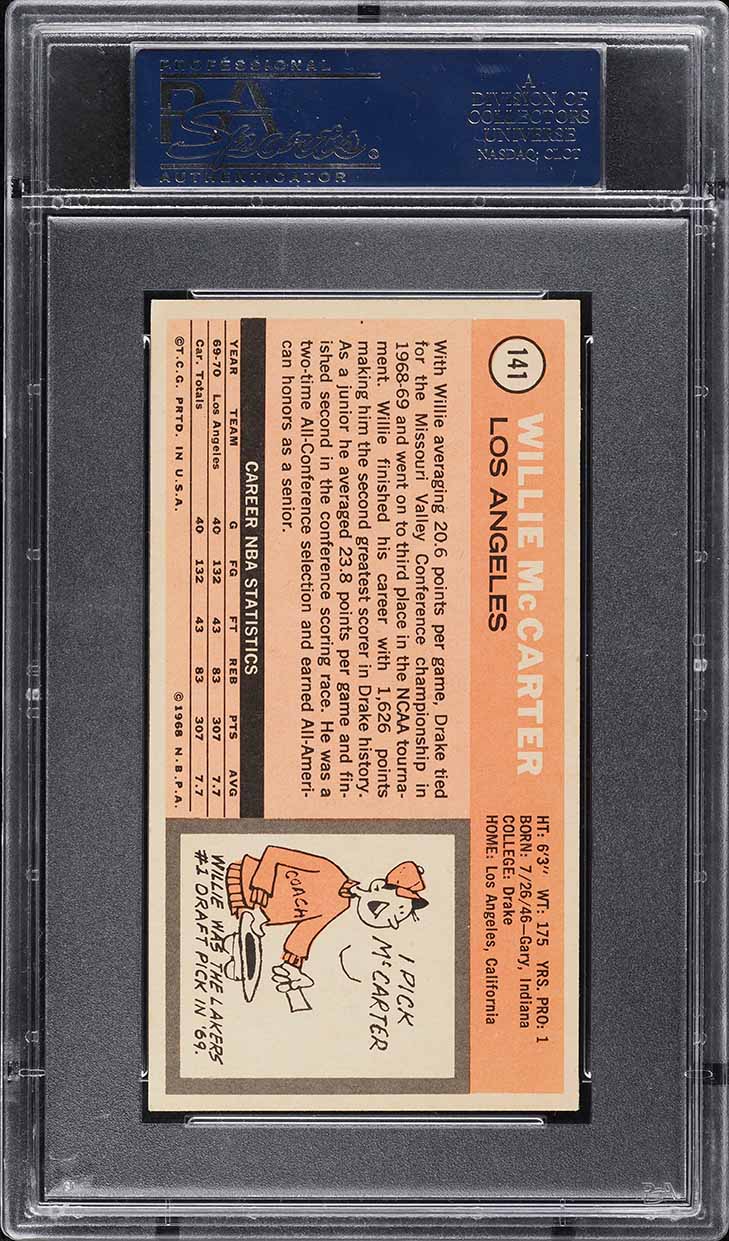 1970 Topps Basketball Willie McCarter #141 PSA 6 EXMT