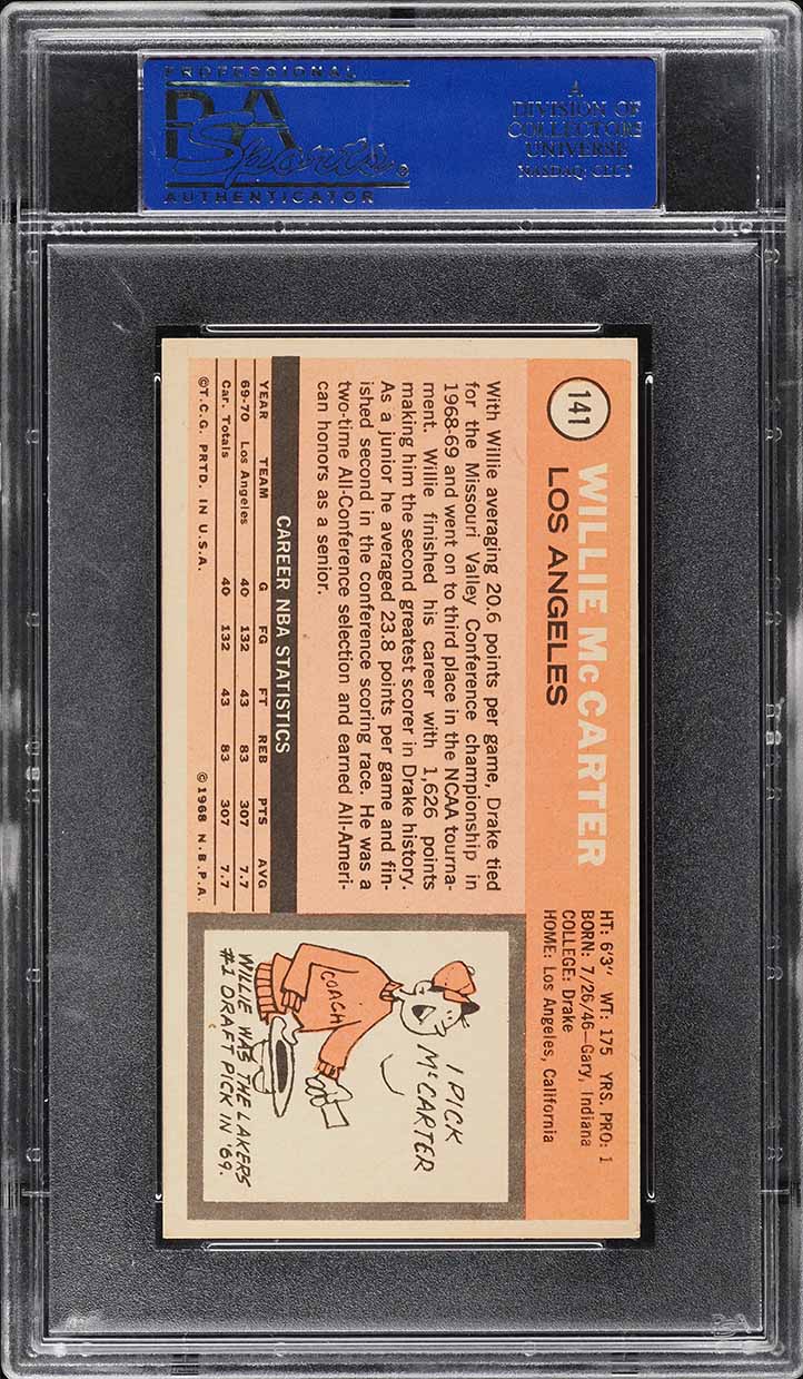 1970 Topps Basketball Willie McCarter #141 PSA 5 EX