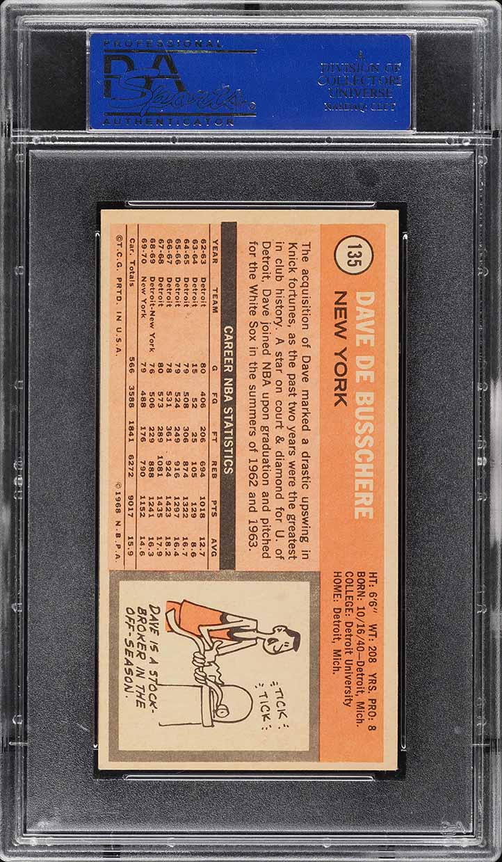 1970 Topps Basketball Dave DeBusschere #135 PSA 5 EX