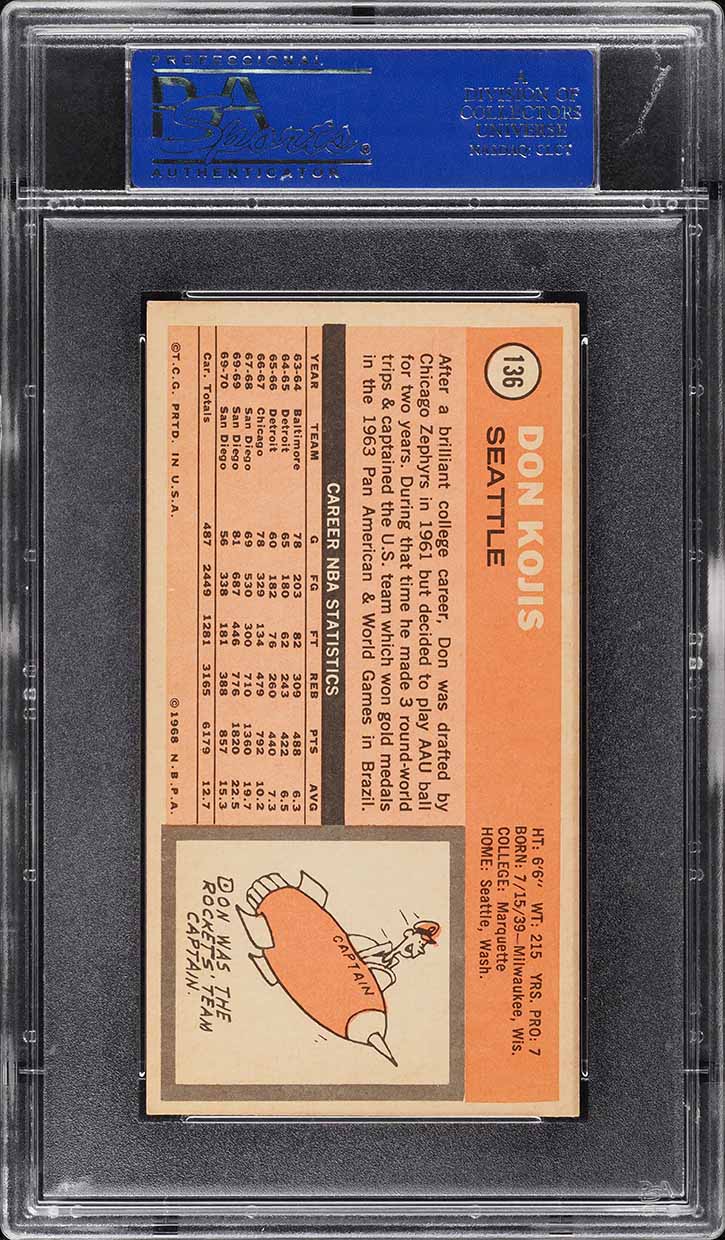 1970 Topps Basketball Don Kojis #136 PSA 5 EX
