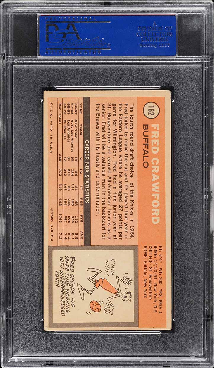 1970 Topps Basketball Fred Crawford #162 PSA 3 VG