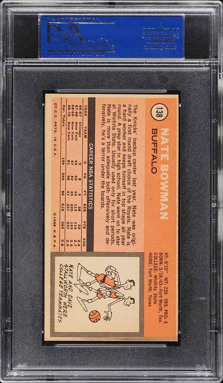 1970 Topps Basketball Nate Bowman #138 PSA 6 EXMT