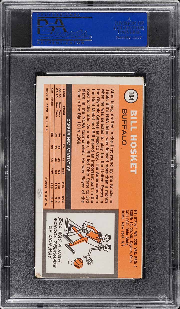1970 Topps Basketball Bill Hosket SP ROOKIE #104 PSA 1 PR