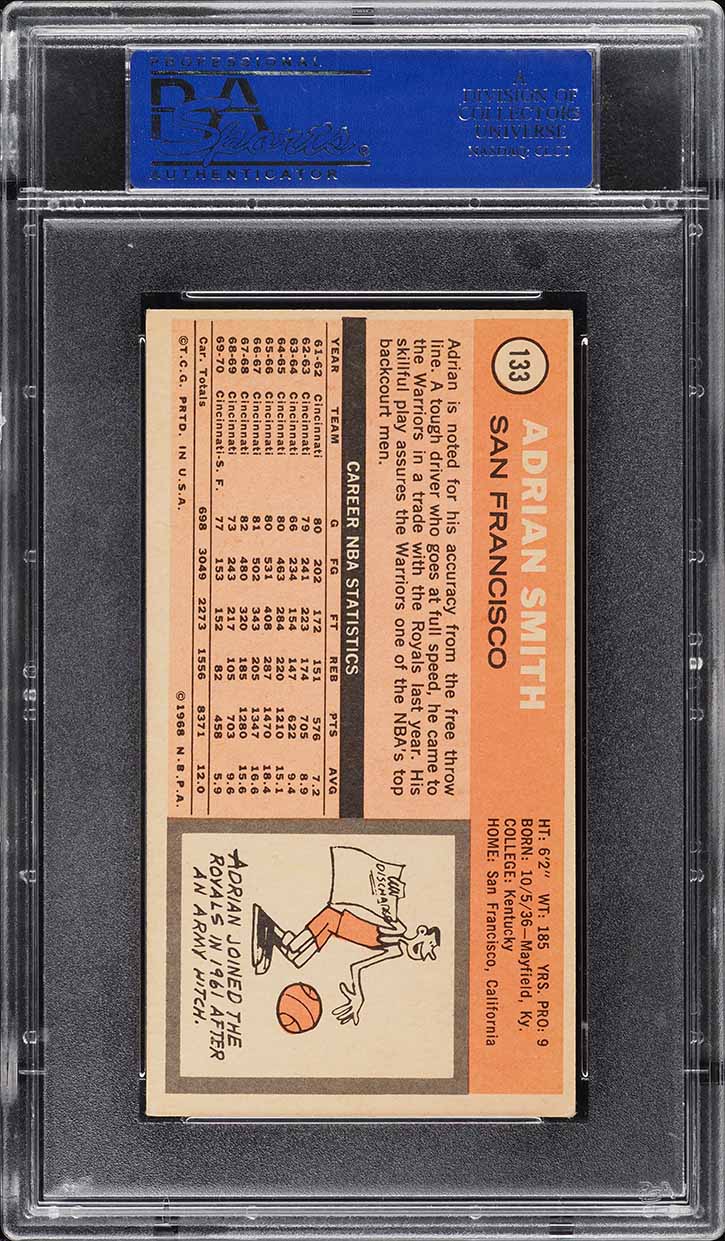 1970 Topps Basketball Adrian Smith #133 PSA 5 EX