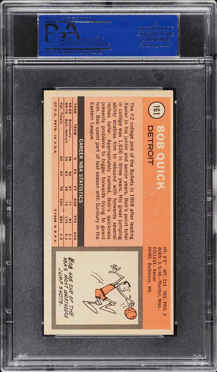 1970 Topps Basketball Bob Quick #161 PSA 5 EX