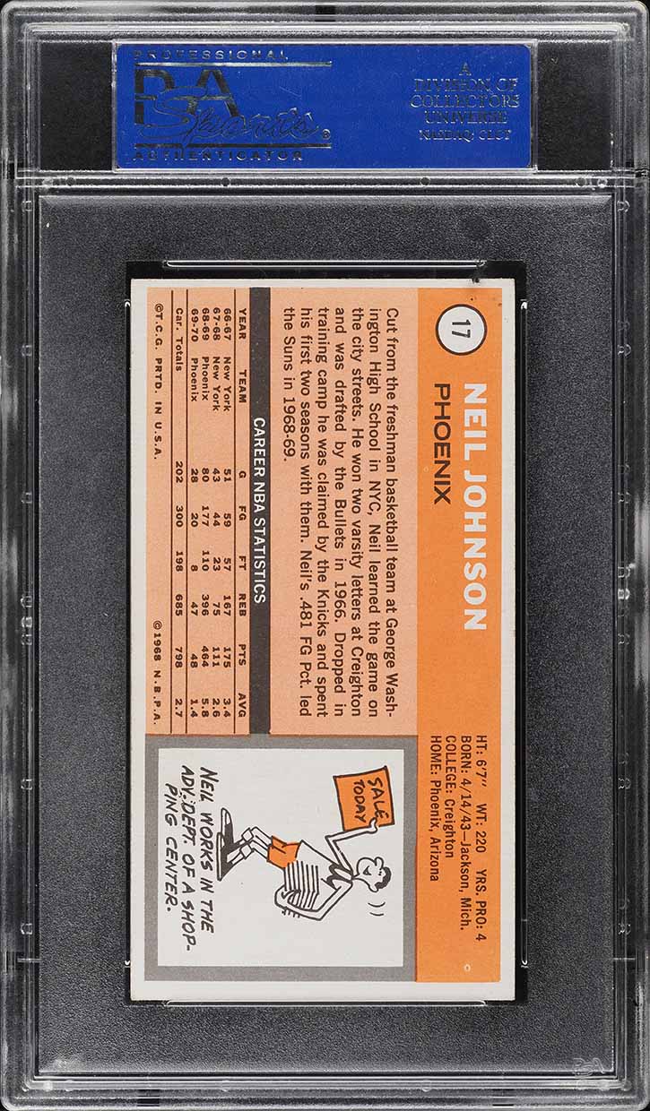 1970 Topps Basketball Neil Johnson #17 PSA 6 EXMT