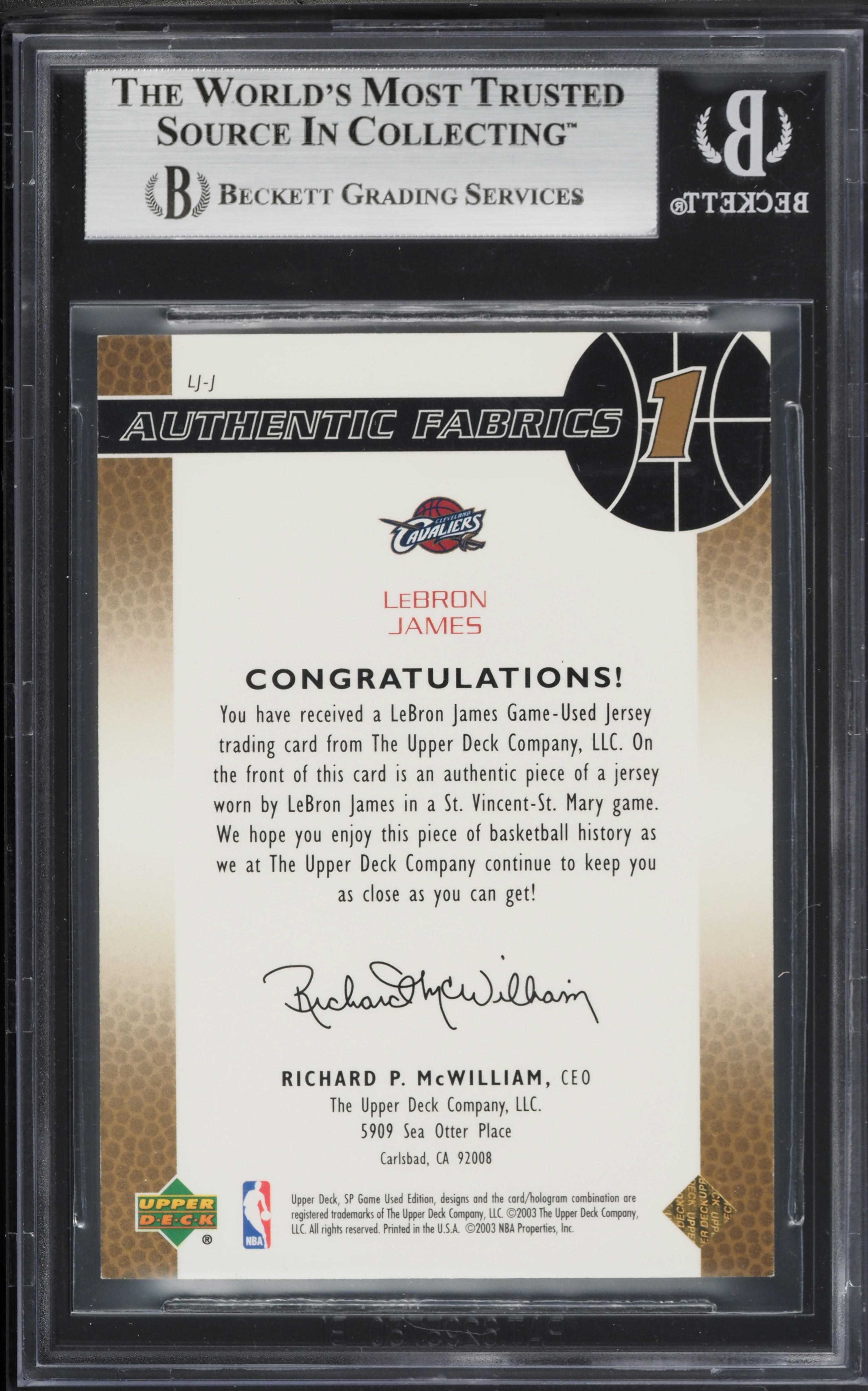 2003 SP Game Used Authentic Fabrics Gold LeBron James RC PATCH