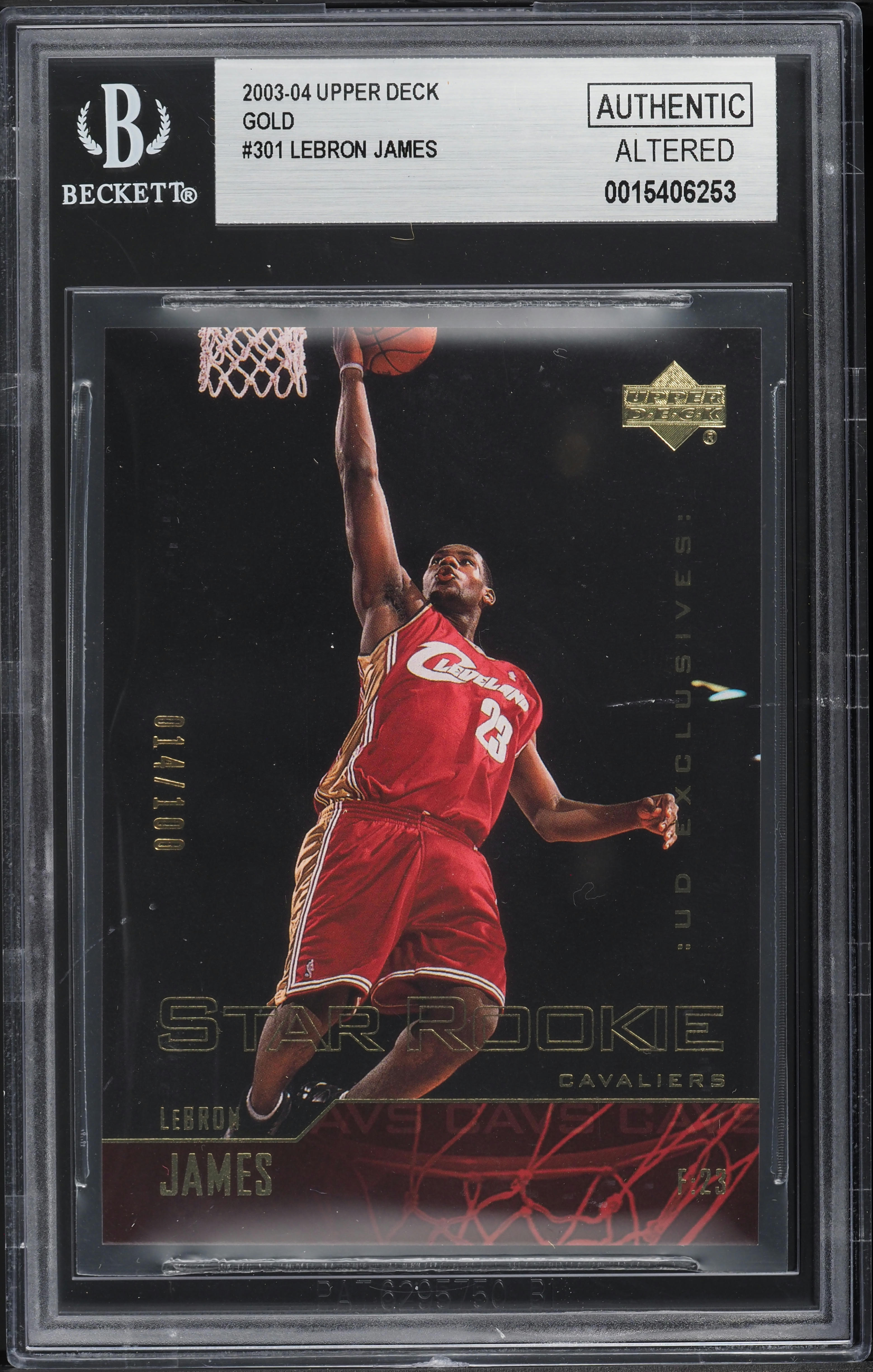 2003 Upper Deck Gold LeBron James ROOKIE /100 #301 BGS ALTERED