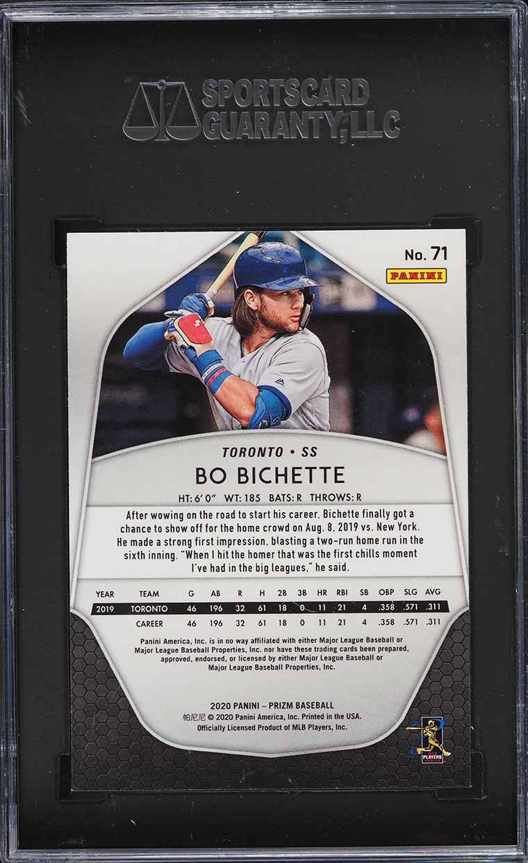2020 Panini Prizm Bo Bichette ROOKIE #71 SGC 9.5 MINT+