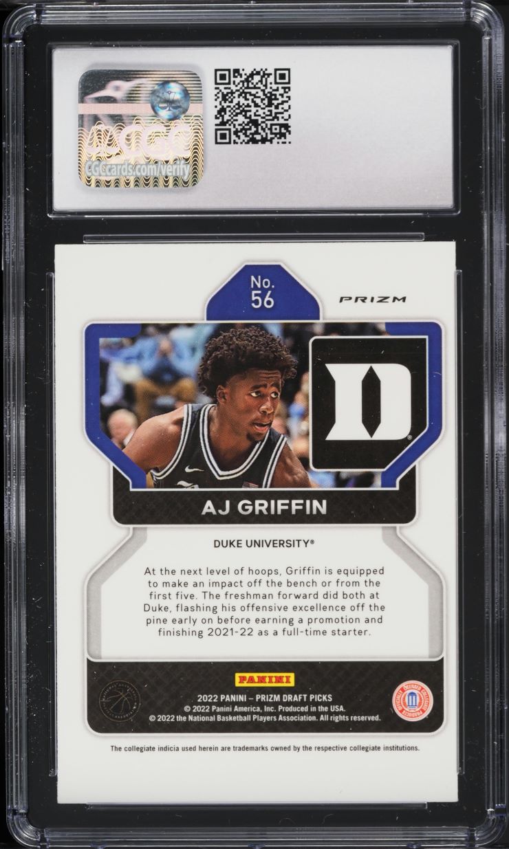 2022 Panini Prizm Draft Picks Silver AJ Griffin ROOKIE #56 CGC 10 GEM MINT