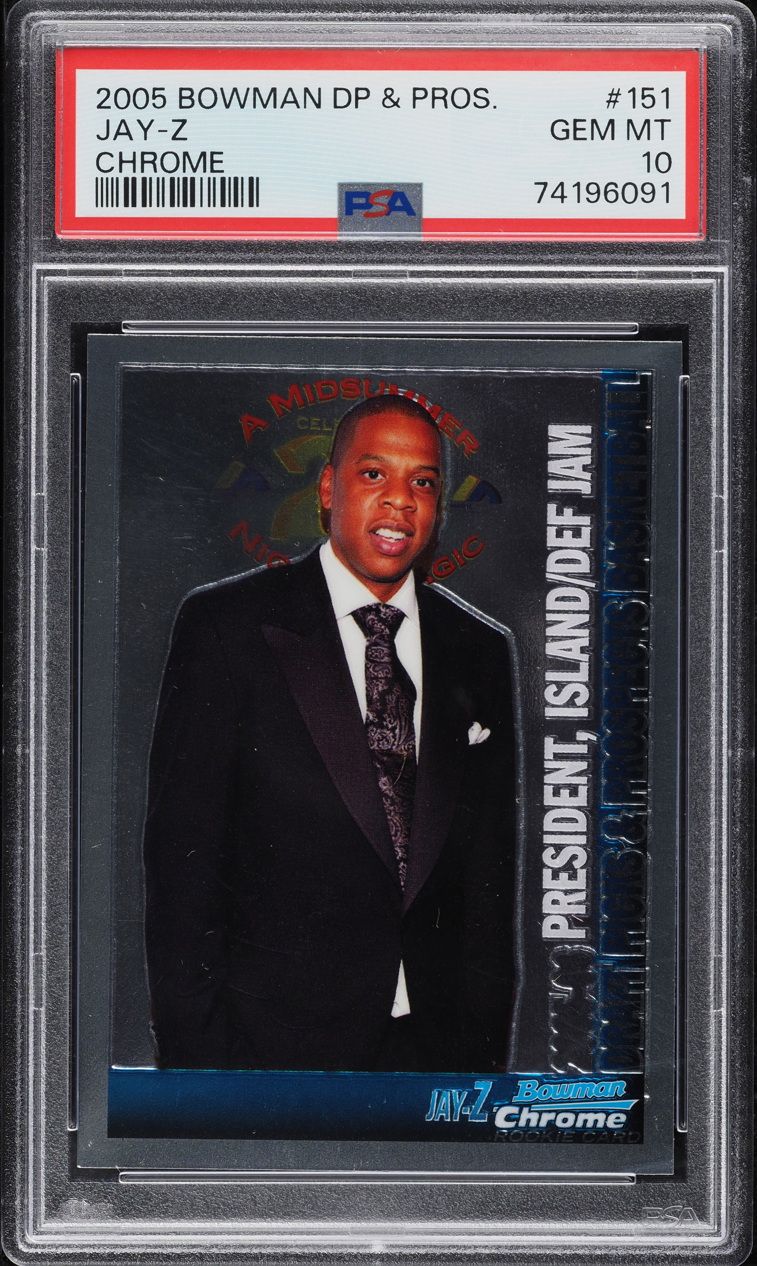 2005 Bowman Draft Picks & Prospects Chrome Jay-Z #151 PSA 10 GEM