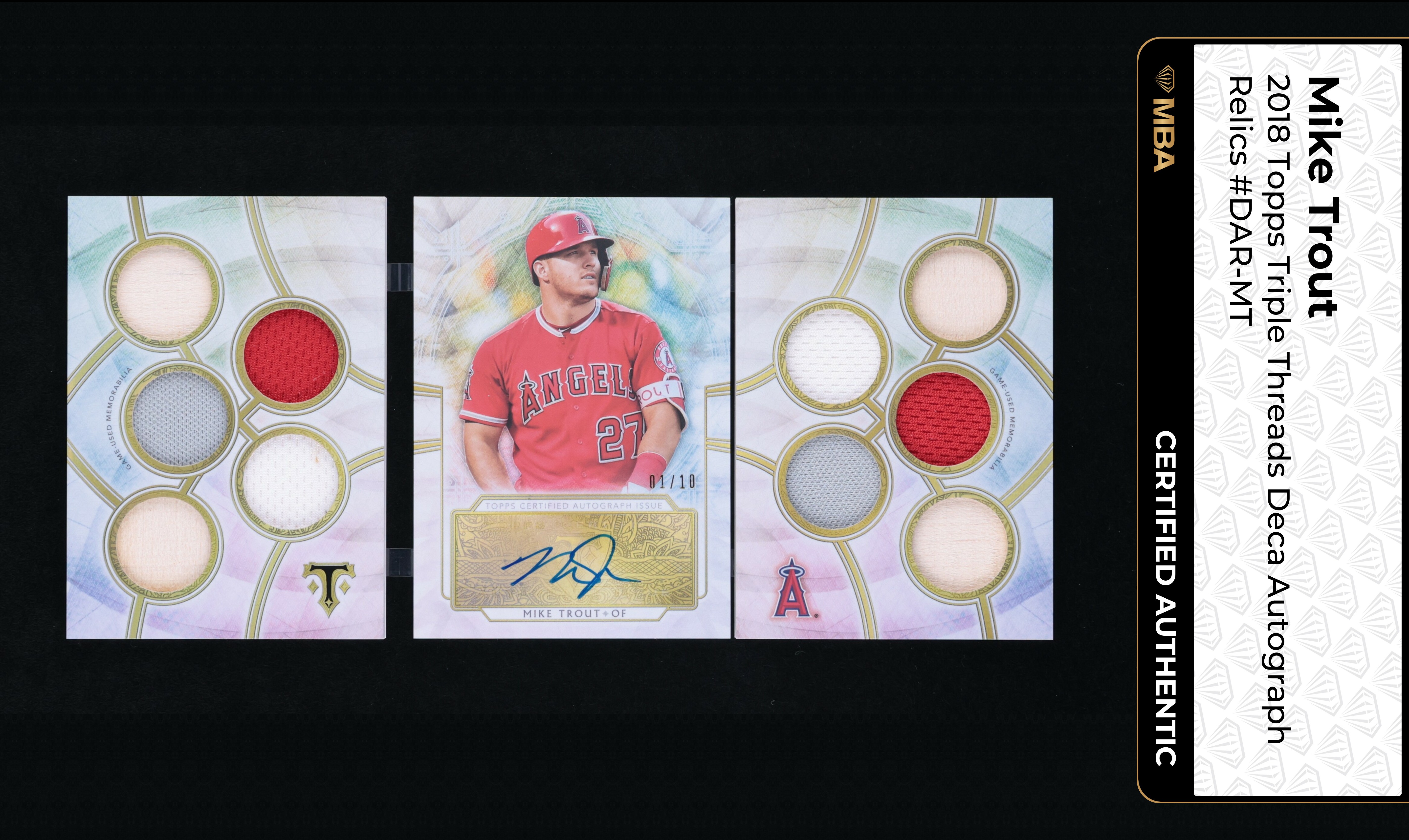 2018 Topps Triple Threads Deca Mike Trout PATCH 1/10 #DAR-MT MBA