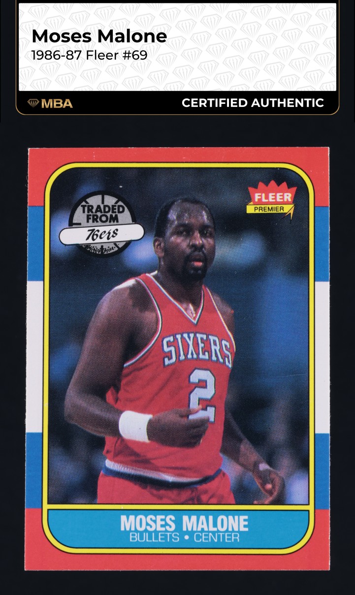 1986 Fleer Basketball Moses Malone #69 MBA AUTH
