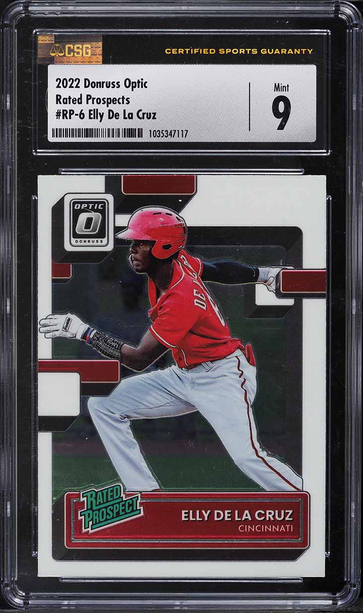 2022 Donruss Optic Rated Prospects Elly De La Cruz ROOKIE #RP-6 CSG 9 MINT