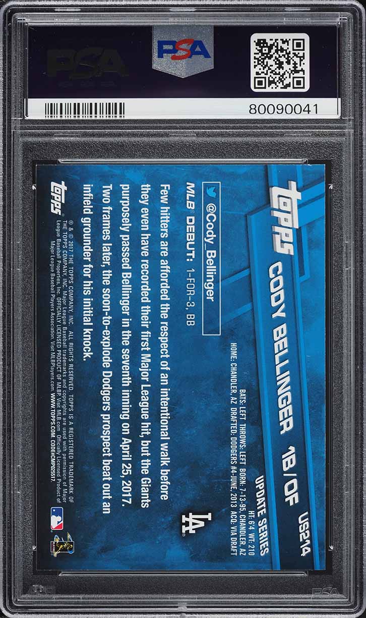 2017 Topps Update Cody Bellinger ROOKIE #US214 PSA 9 MINT