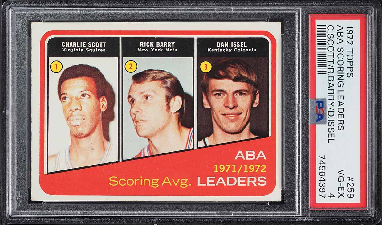 1972 Topps Basketball Rick Barry & Dan Issel ABA SCORING LDRS #259 PSA 4 VGEX