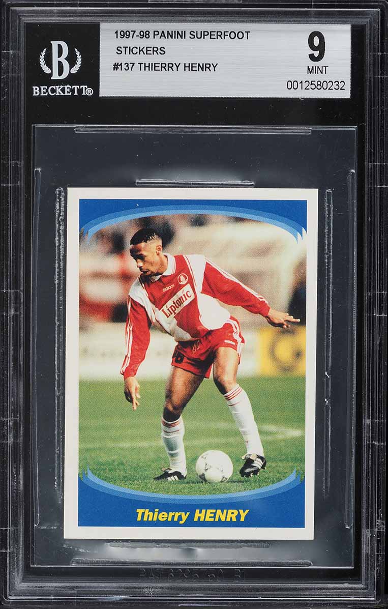 1997 Panini Superfoot Stickers Thierry Henry #137 BGS 9 MINT on
