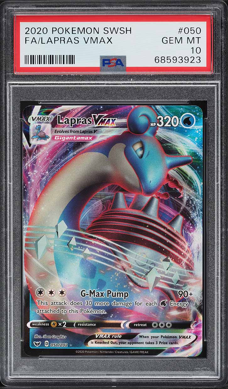 lapras vmax pokemon card value 2020 Pokemon Sword & Shield Full Art Lapras VMAX #50 PSA 10 GEM MINT on  Fanatics Collect