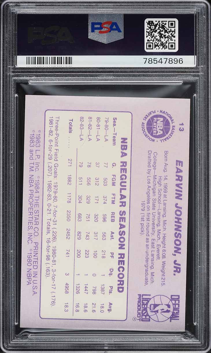 1983 Star Basketball Magic Johnson #13 PSA 7 NRMT