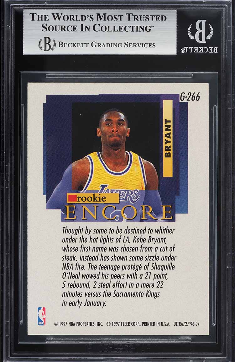 1996 Ultra Gold Medallion Kobe Bryant ROOKIE #G266 BGS 8.5 NM-MT+
