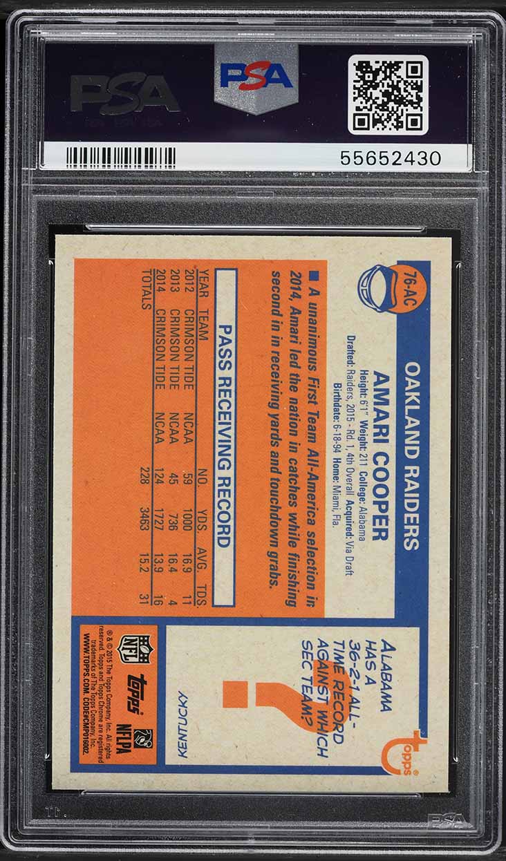 2015 Topps Chrome '76 Amari Cooper ROOKIE #76-AC PSA 10 GEM MINT