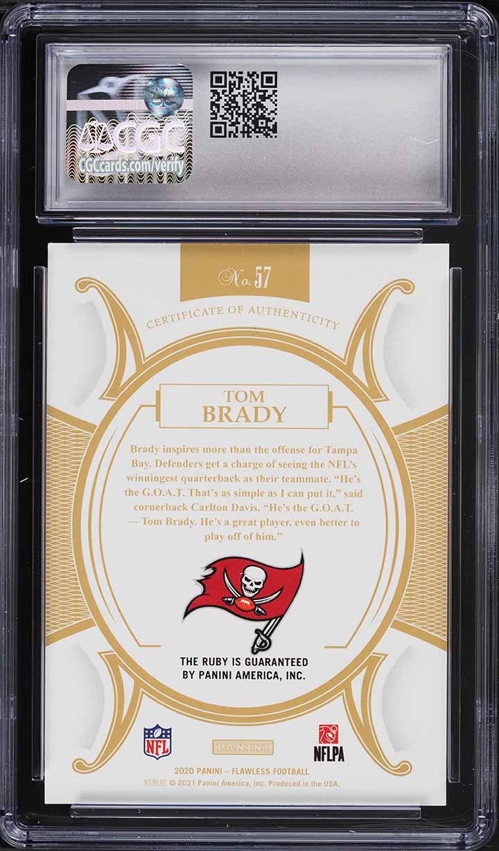 2020 Panini Flawless Ruby Gems Tom Brady /20 #57 CGC 9 MINT