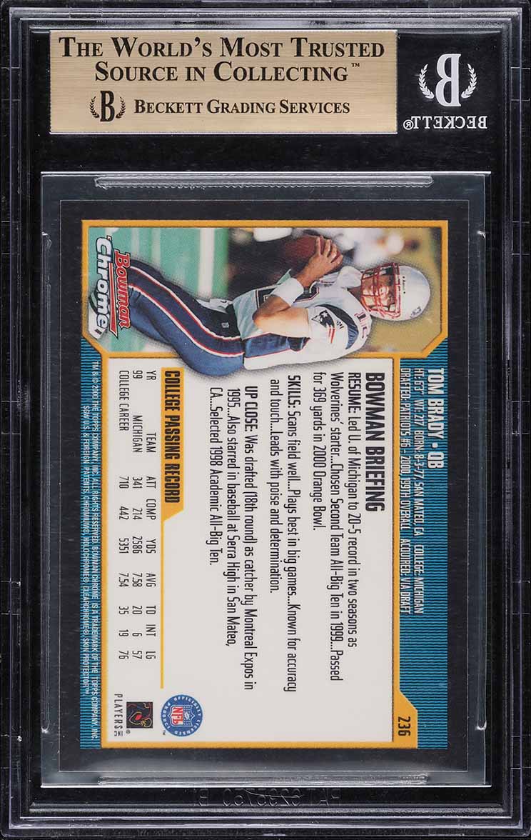 2000 Bowman Chrome Tom Brady ROOKIE #236 BGS 9.5 GEM MINT