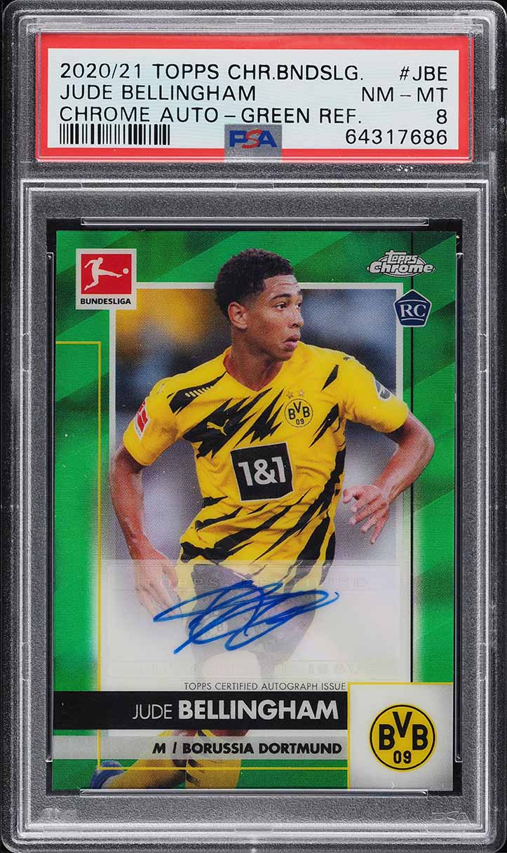 2020 Topps Chrome Bundesliga Green Refractor Jude Bellingham RC AUTO /99 PSA 8