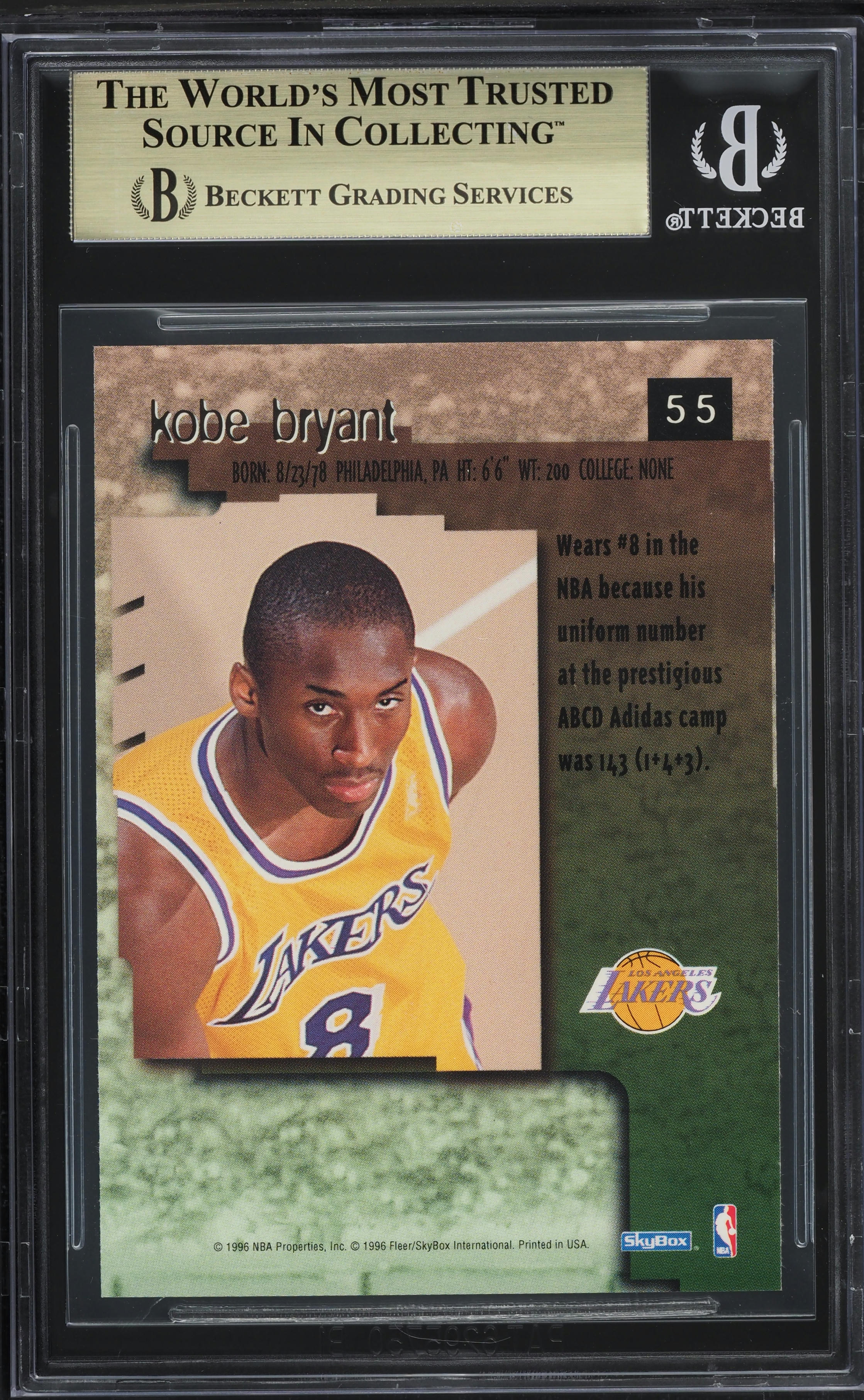 1996 Skybox Premium Kobe Bryant ROOKIE #55 BGS 9.5 GEM MINT on