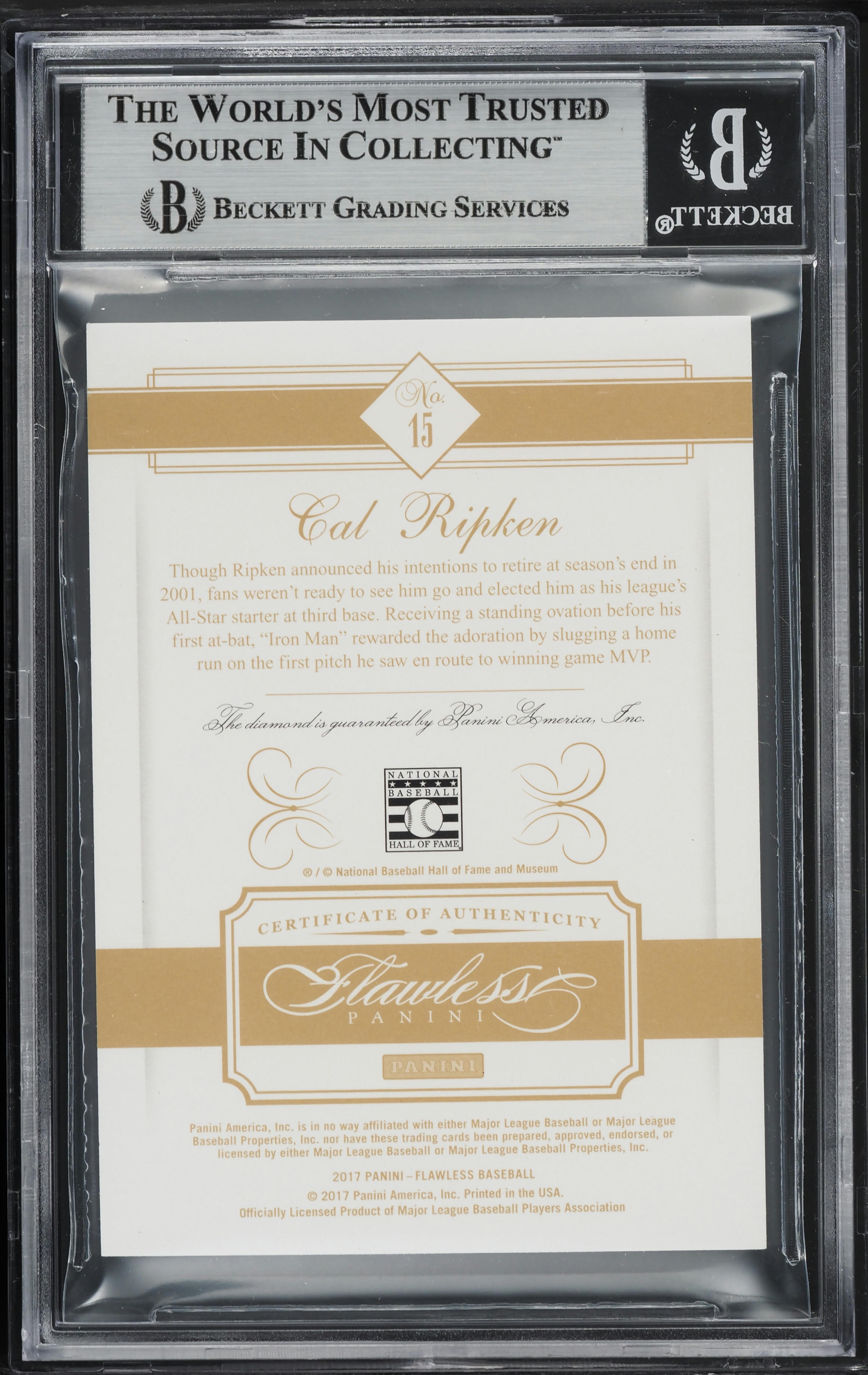 2017 Panini Flawless Diamond Gems Cal Ripken /20 #15 BGS 7 NRMT