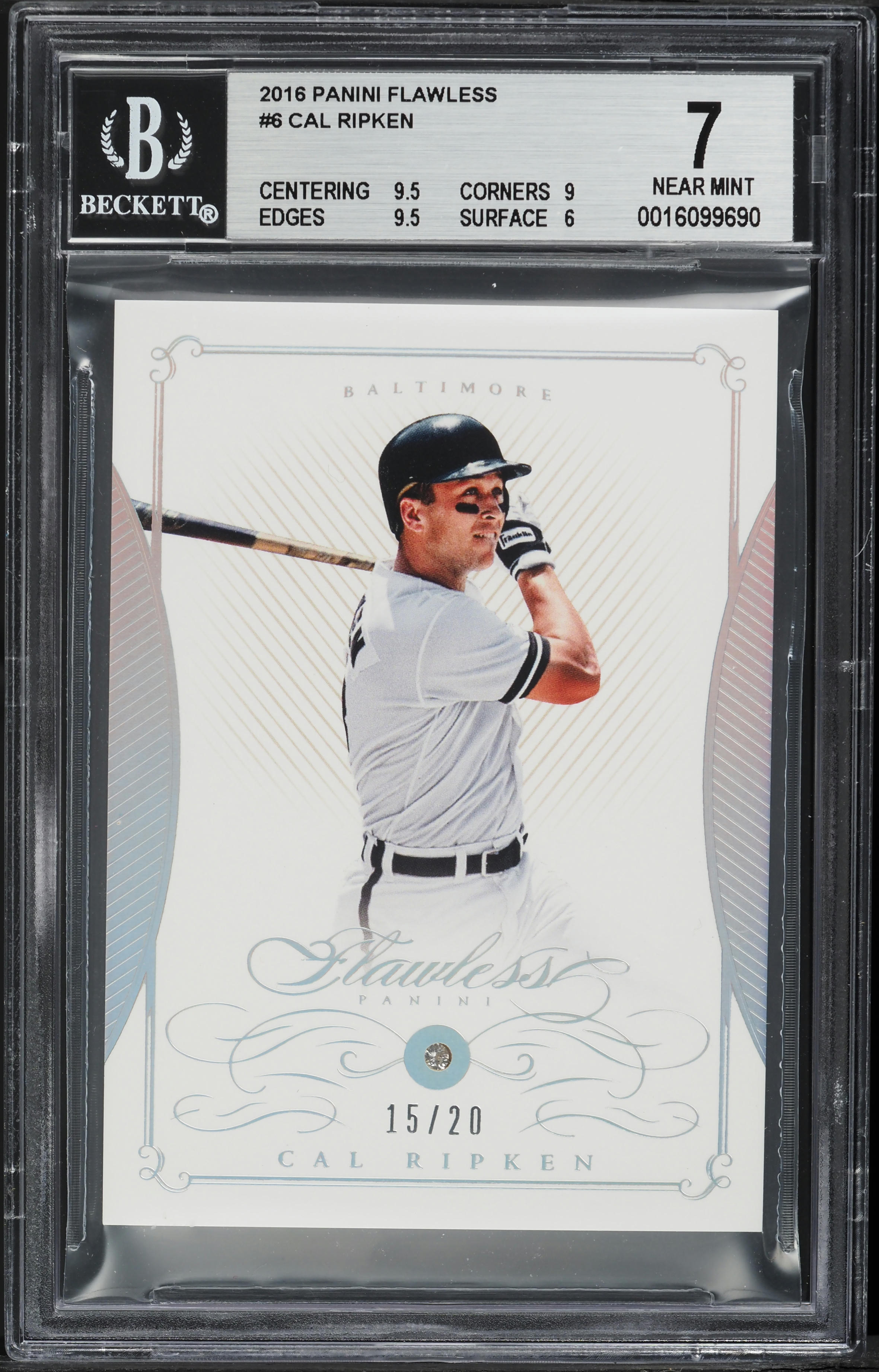 2016 Panini Flawless Diamond Gems Cal Ripken /20 #6 BGS 7 NRMT