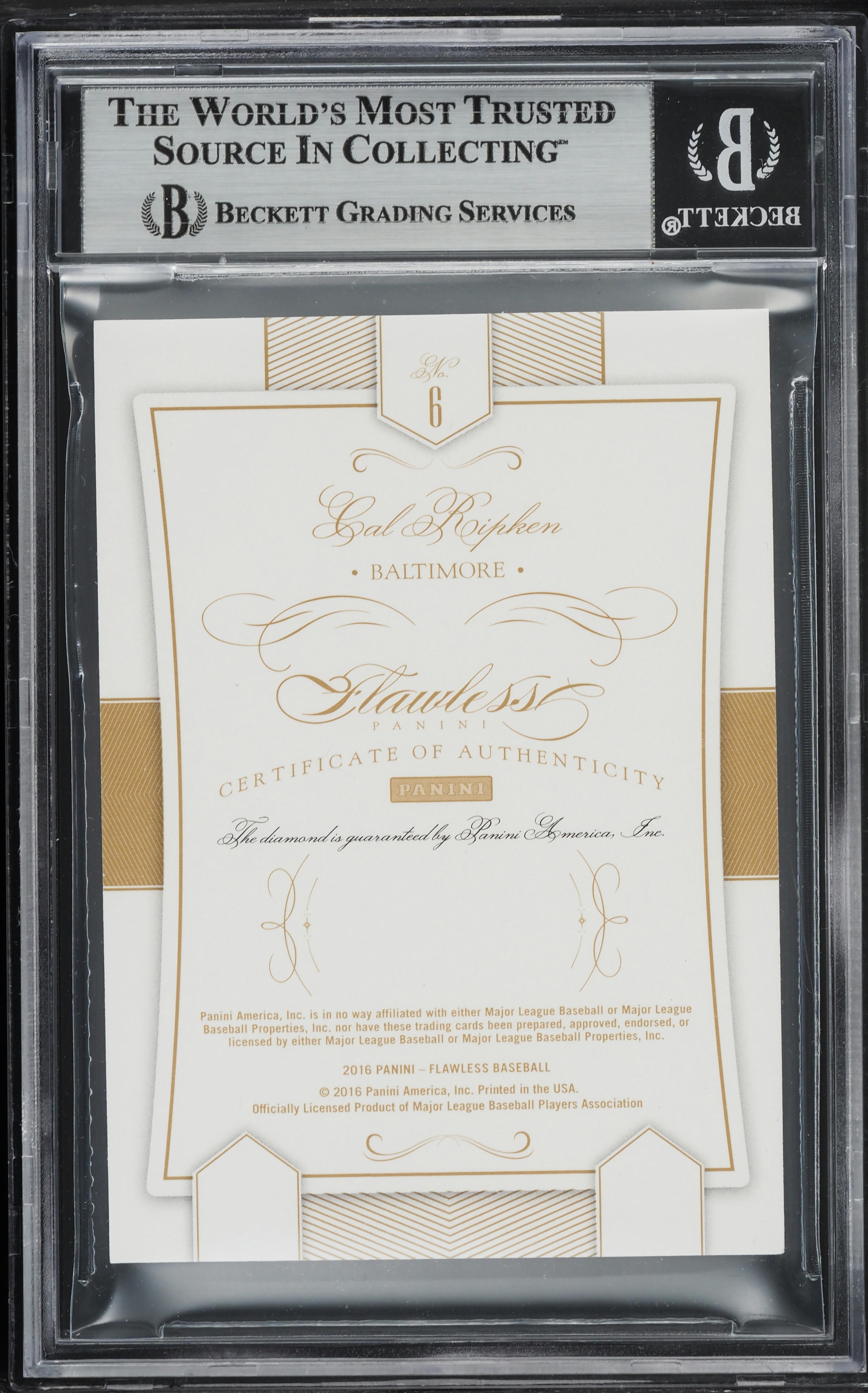 2016 Panini Flawless Diamond Gems Cal Ripken /20 #6 BGS 7 NRMT