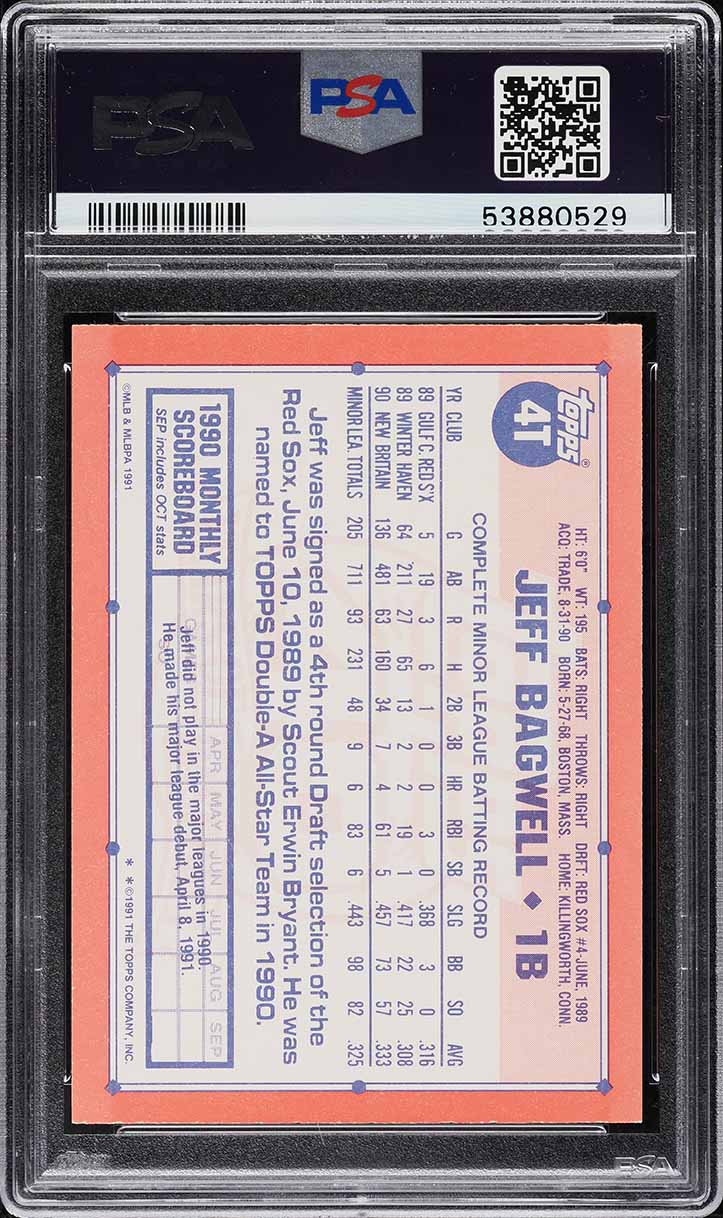 1991 Topps Traded Jeff Bagwell ROOKIE #4T PSA 10 GEM MINT