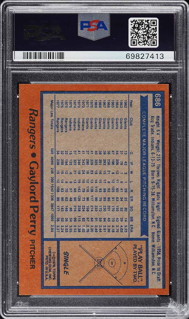 1978 Topps Gaylord Perry #686 PSA 8 NM-MT on Fanatics Collect