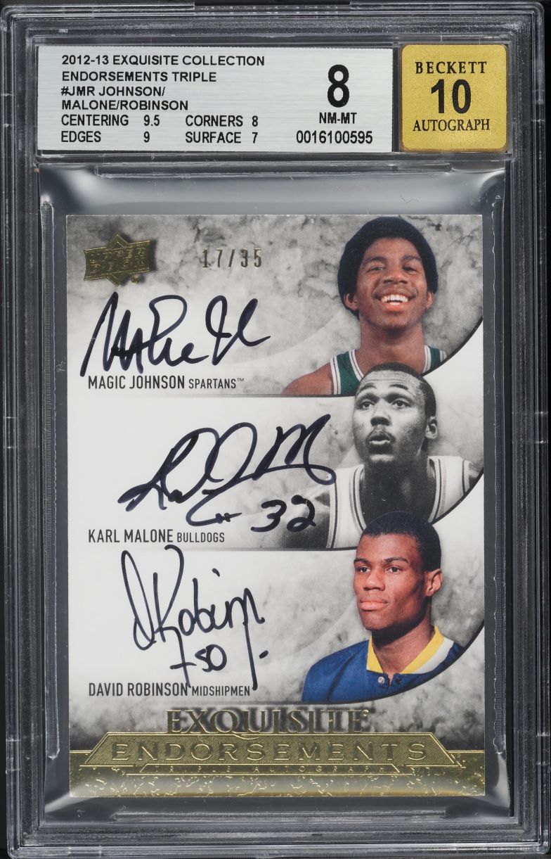 2012 Exquisite Collection Endorsements Magic Malone Robinson AUTO /35 BGS 8