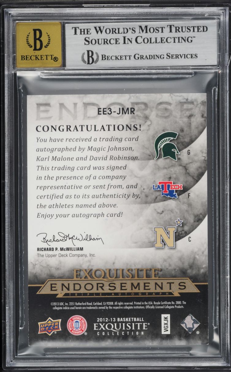 2012 Exquisite Collection Endorsements Magic Malone Robinson AUTO /35 BGS 8