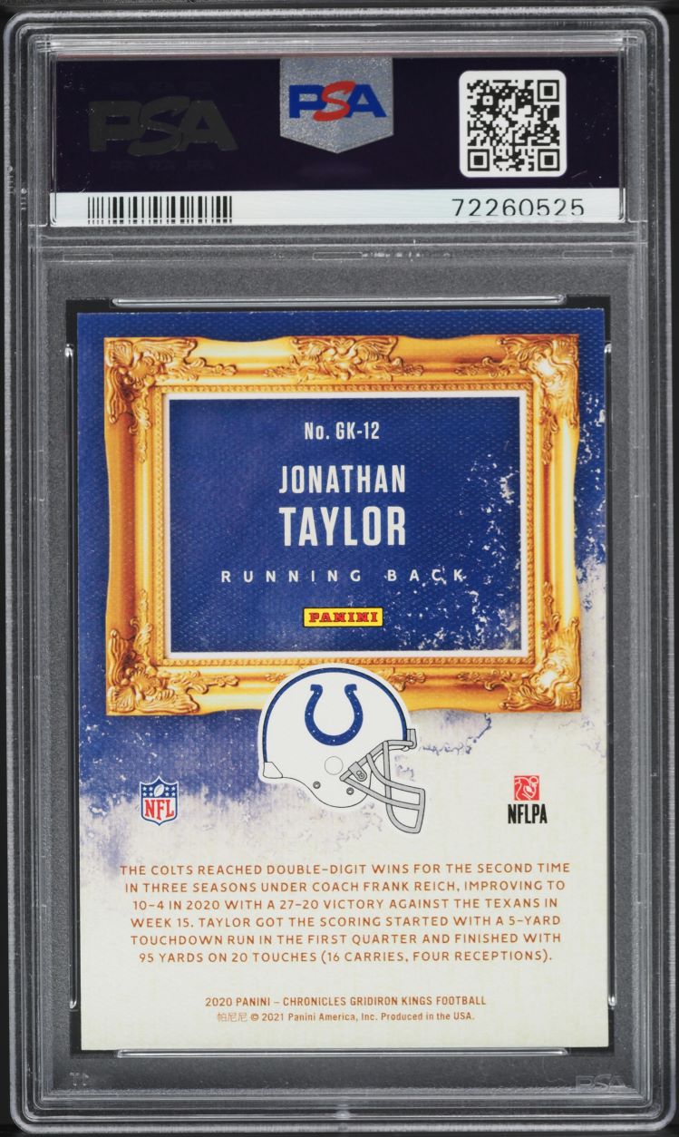 2020 Panini Chronicles Gridiron Kings Jonathan Taylor ROOKIE #GK-12 PSA 9 MINT