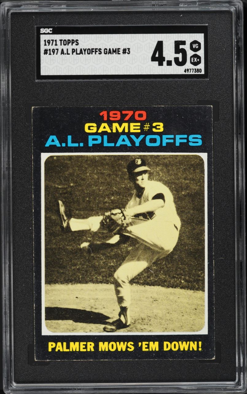 1971 Topps Jim Palmer AL PLAYOFFS GAME 3 #197 SGC 4.5 VGEX+