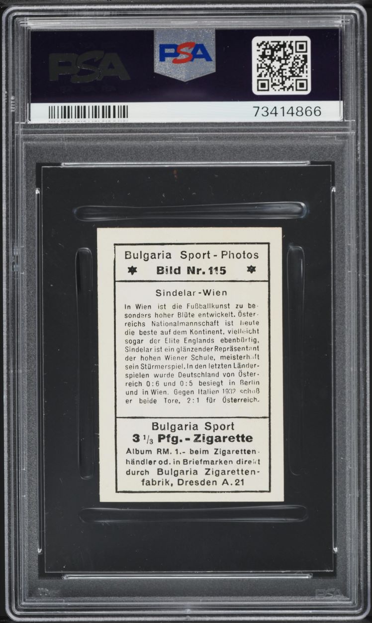 1932 Bulgaria Sport Matthias Sindelar ROOKIE #115 PSA 8 NM-MT