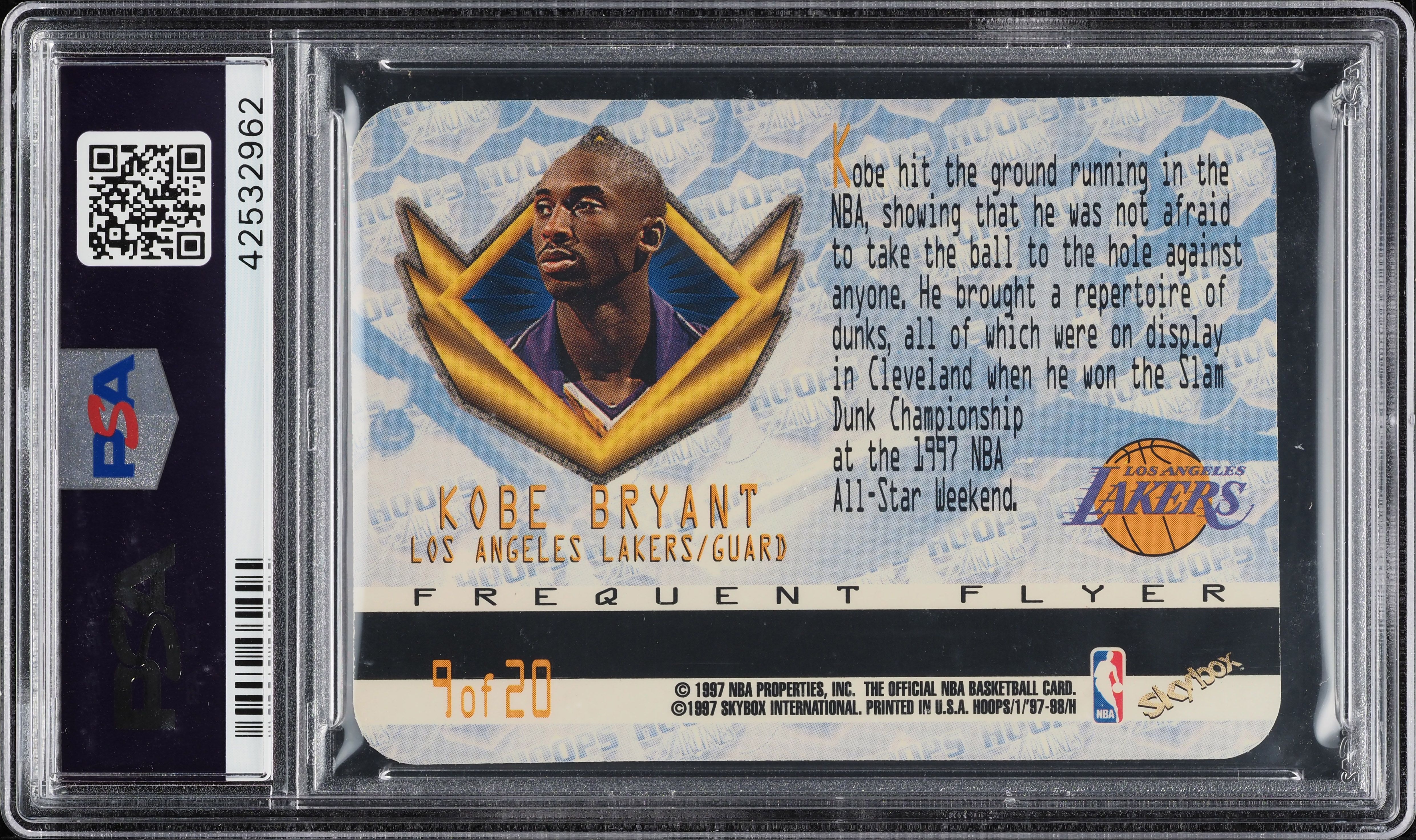 その他 Hoops Airlines Frequent Flyer Club KOBE 1997-98 Skybox NBA Hoops Airlines Frequent Flyer Kobe Bryant 2nd