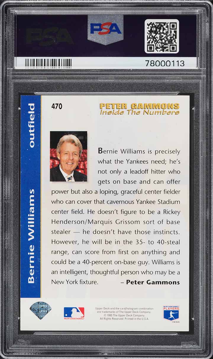 1993 Upper Deck Bernie Williams #470 PSA 8 NM-MT