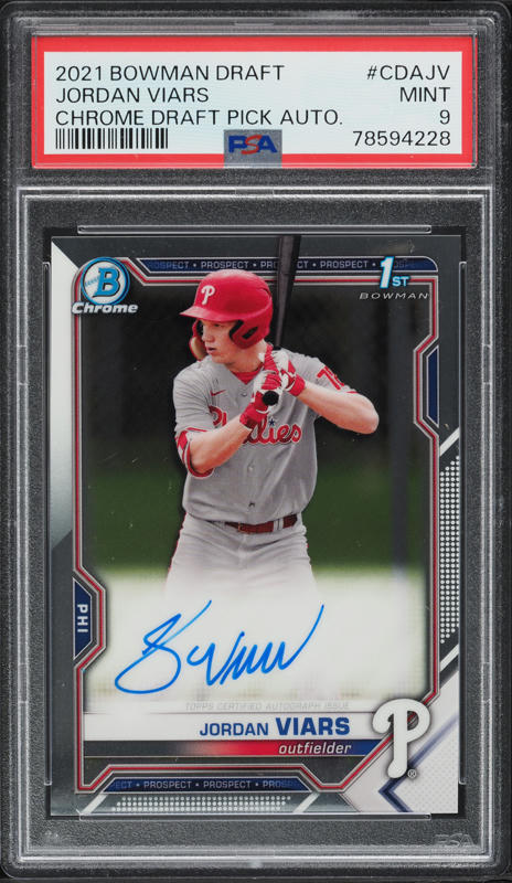 2021 Bowman Chrome Draft Pick Jordan Viars ROOKIE AUTO #CDAJV PSA