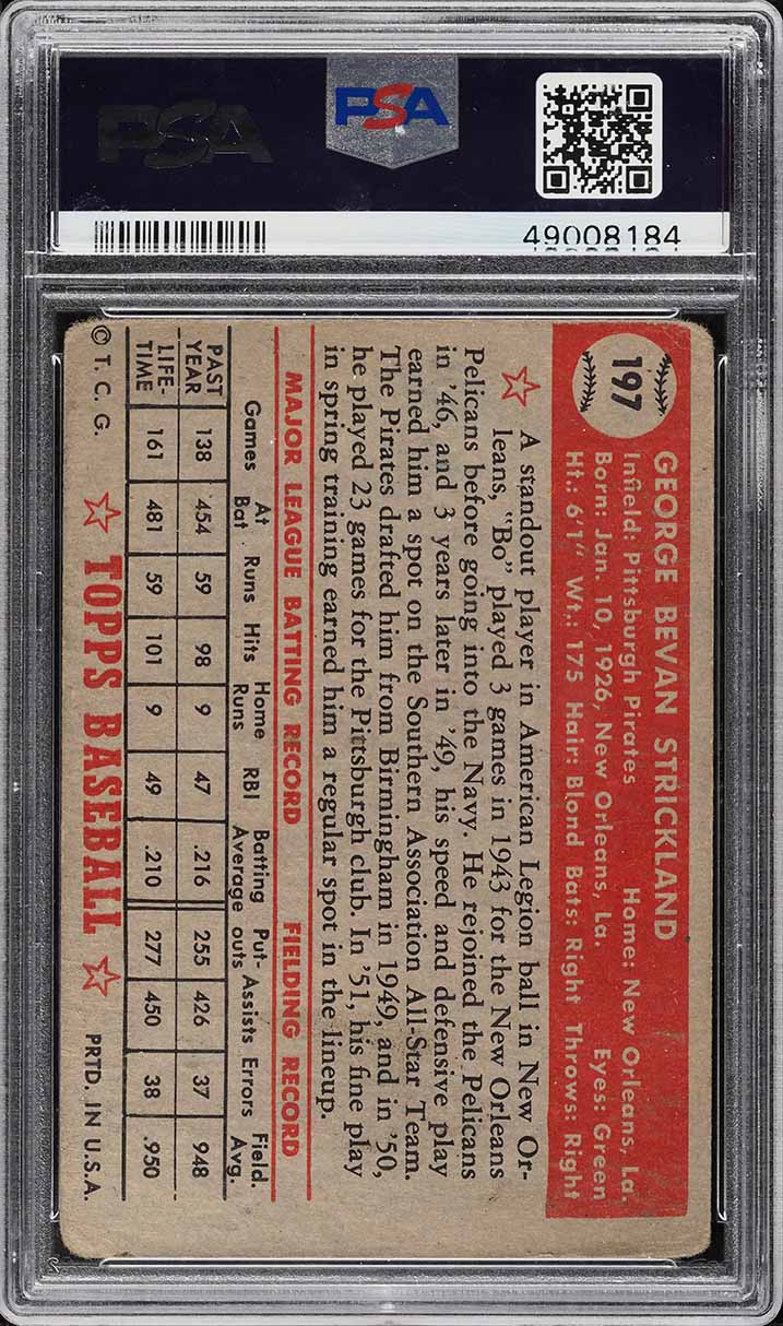 1952 Topps George Strickland #197 PSA 1 PR
