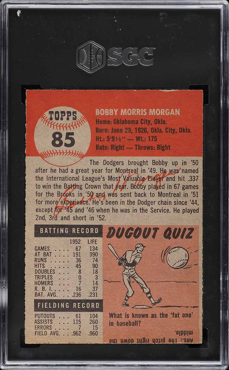 1953 Topps Bobby Morgan #85 SGC 3.5 VG+