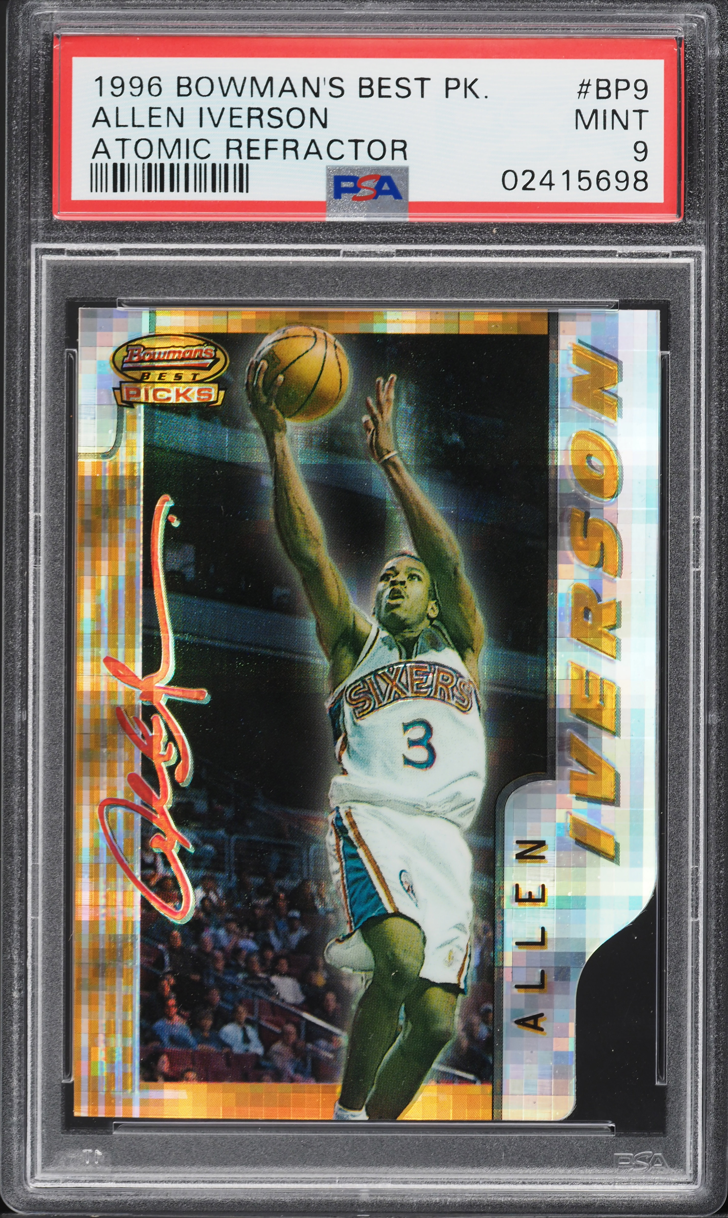 1996 Bowman's Best Atomic Refractor Allen Iverson ROOKIE #BP9 PSA