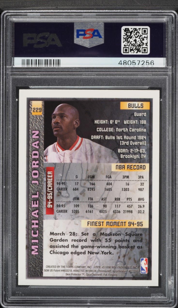 1995 Finest Basketball w/ Coating Michael Jordan #229 PSA 9 MINT