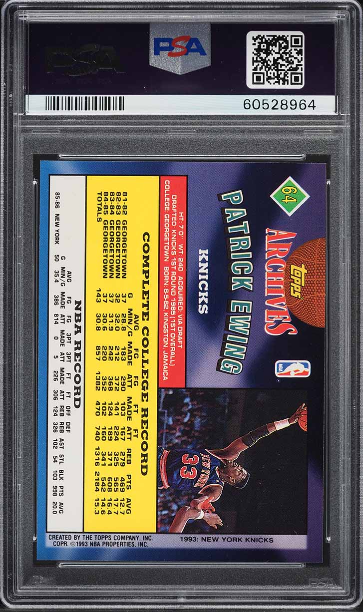 1992 Topps Archives Gold Patrick Ewing #64 PSA 10 GEM MINT