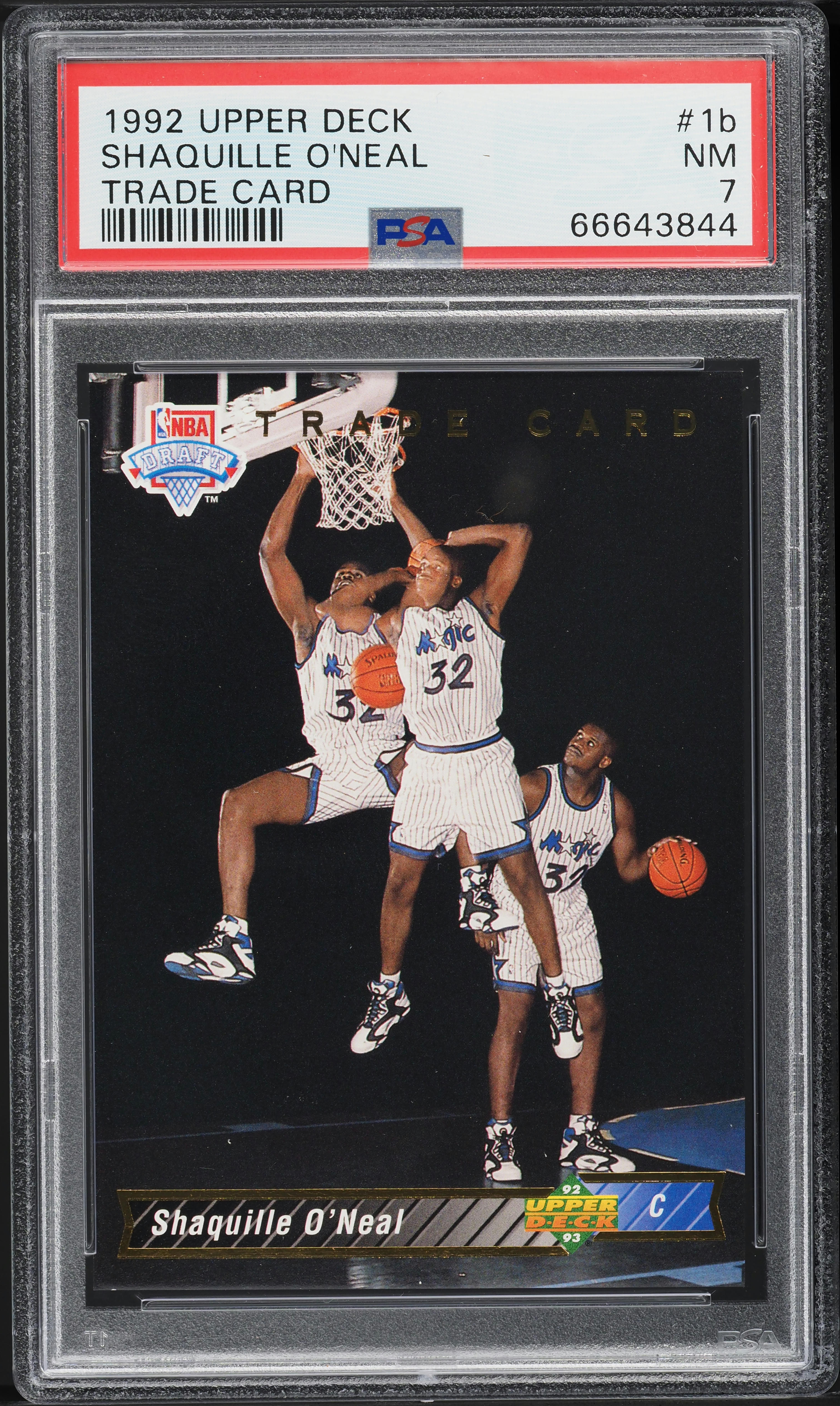 1992 Upper Deck Trade Card Shaquille O'Neal ROOKIE #1b PSA 7 NRMT