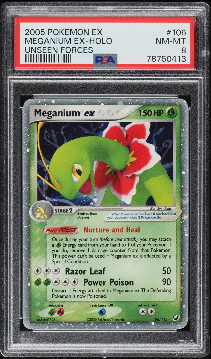 2005 Pokemon EX Unseen Forces Holo Meganium ex #106 PSA 8 NM-MT