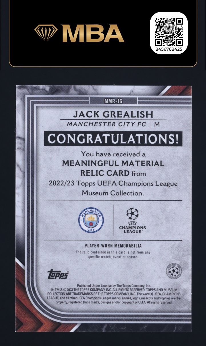 2022 Topps Museum Collection UEFA Gold Jack Grealish PATCH /50